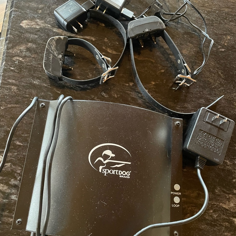 Sport dog underground fence transmitter and two collars